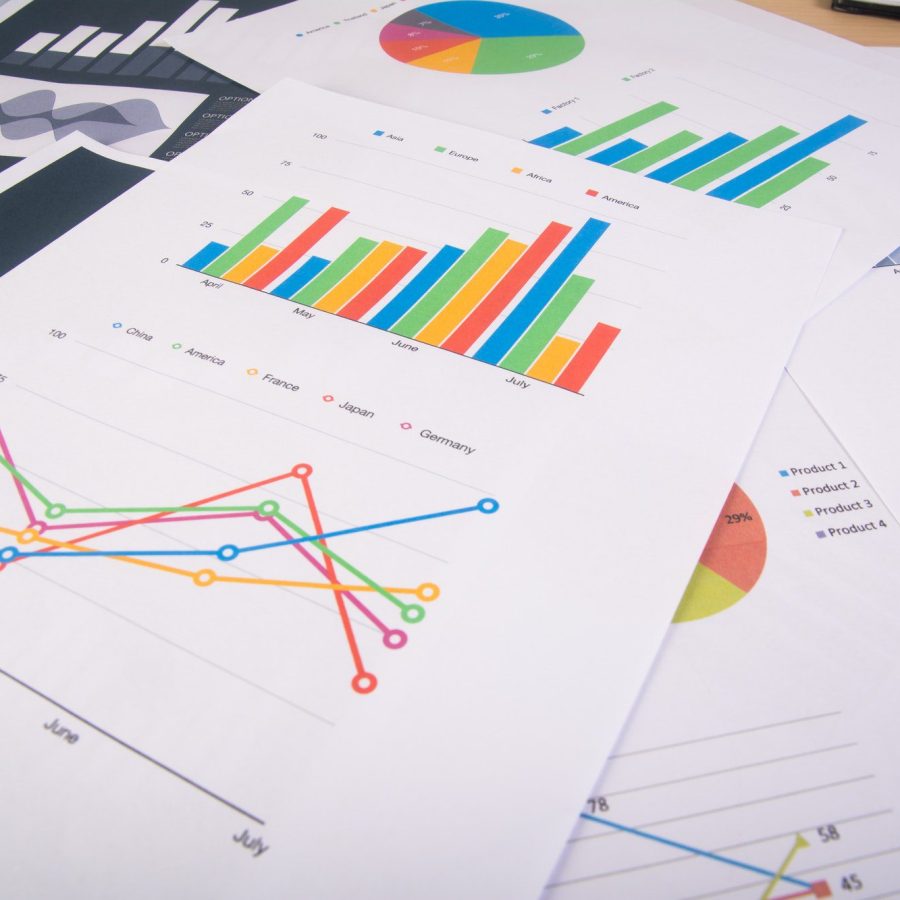 Business report. Graphs and charts. Business reports and pile of documents. Business concept.